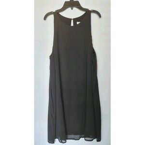 Abercrombie & Fitch Black Sleeveless Slip Dress W/Sheer Overlay Size L